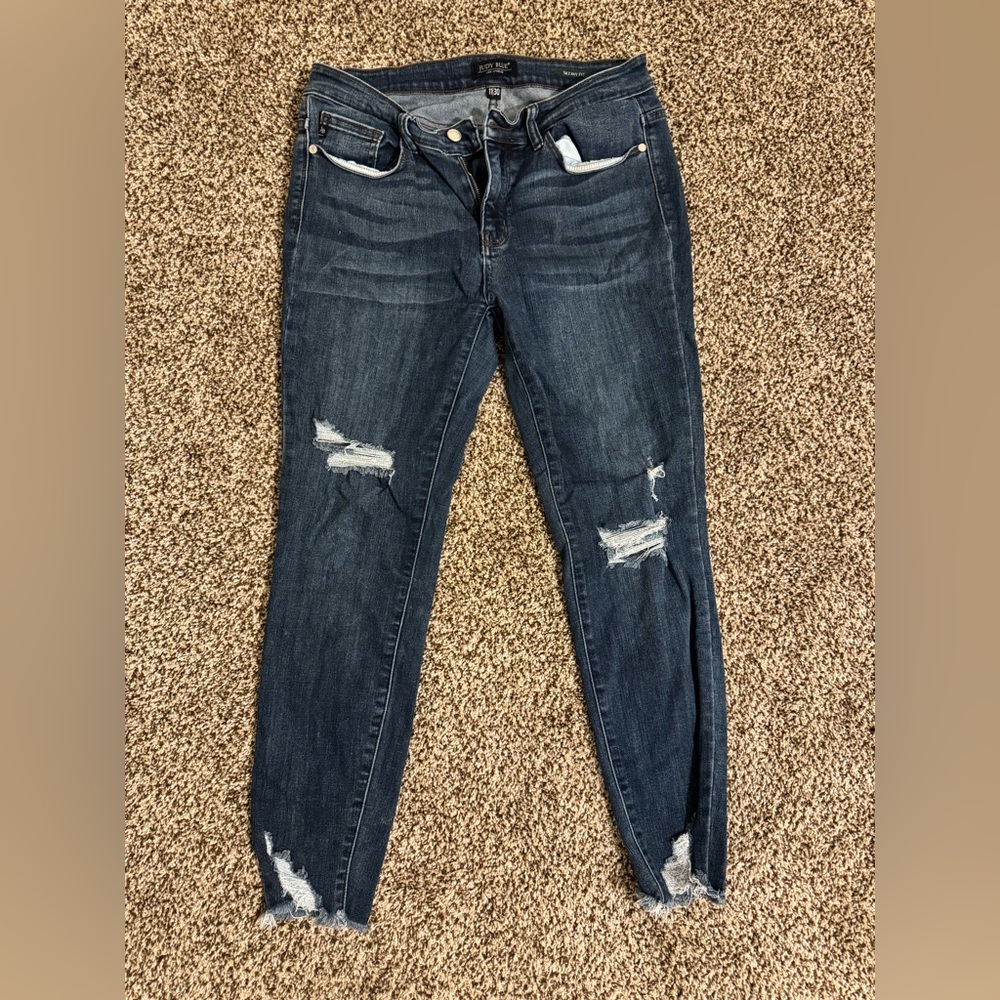 Judy Blue Dark Wash Distressed Skinny Jeans